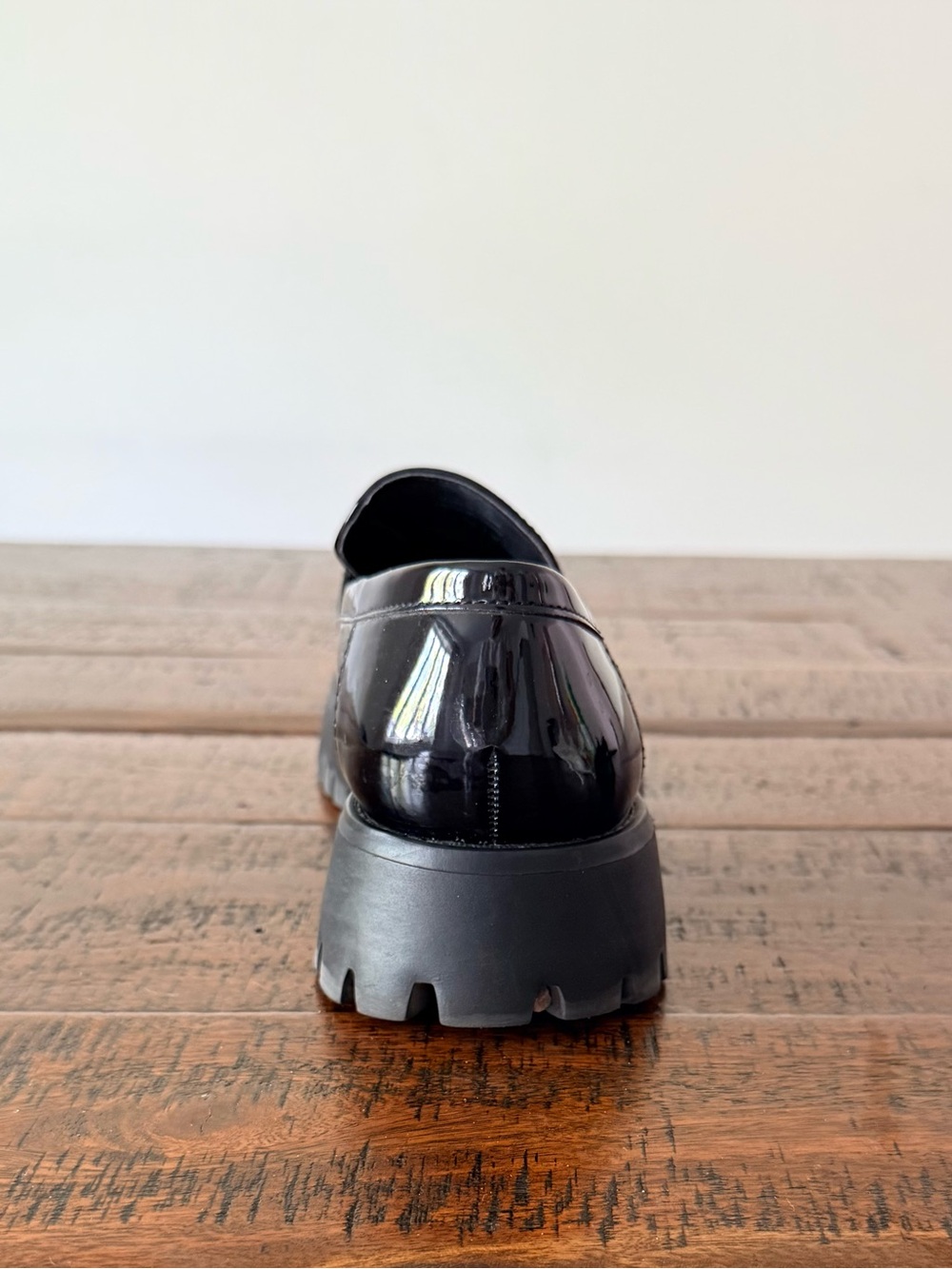 Call It Spring Black Patent Vegan Lug-Sole Loafer with Silver Rhinestones SZ.8.5 - Picture 5 of 8